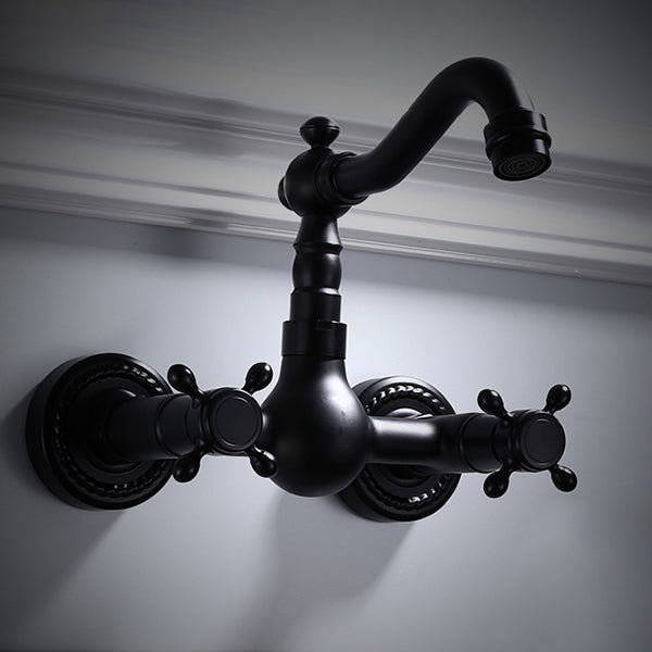 Traditional Wall Mounted Metal Tub Filler Low Arc Waterfall Bathroom Faucet