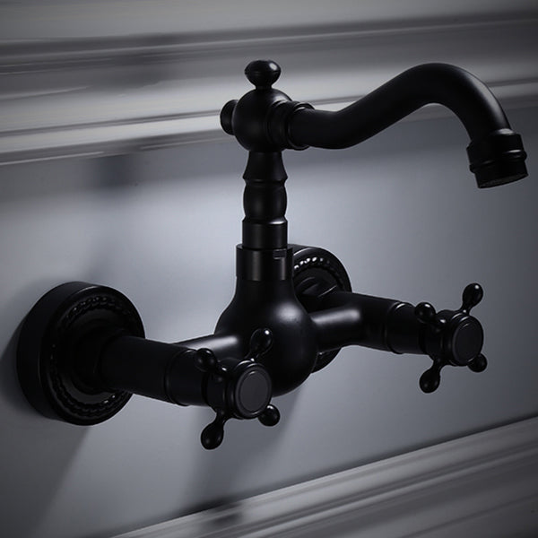 Traditional Wall Mounted Metal Tub Filler Low Arc Waterfall Bathroom Faucet