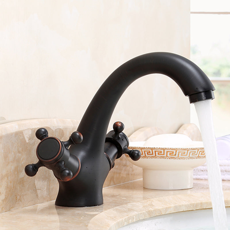 Glam Vessel Faucet 1 Hole Bathroom Faucet with 2 Cross Handles