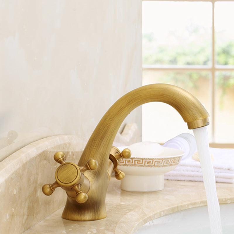 Glam Vessel Faucet 1 Hole Bathroom Faucet with 2 Cross Handles