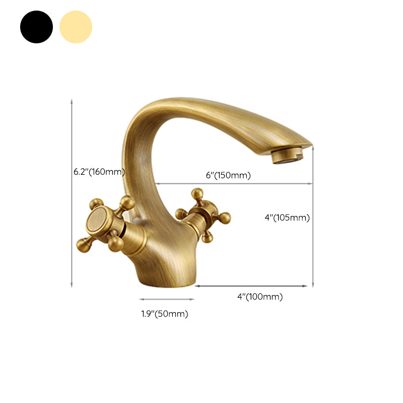 Glam Vessel Faucet 1 Hole Bathroom Faucet with 2 Cross Handles