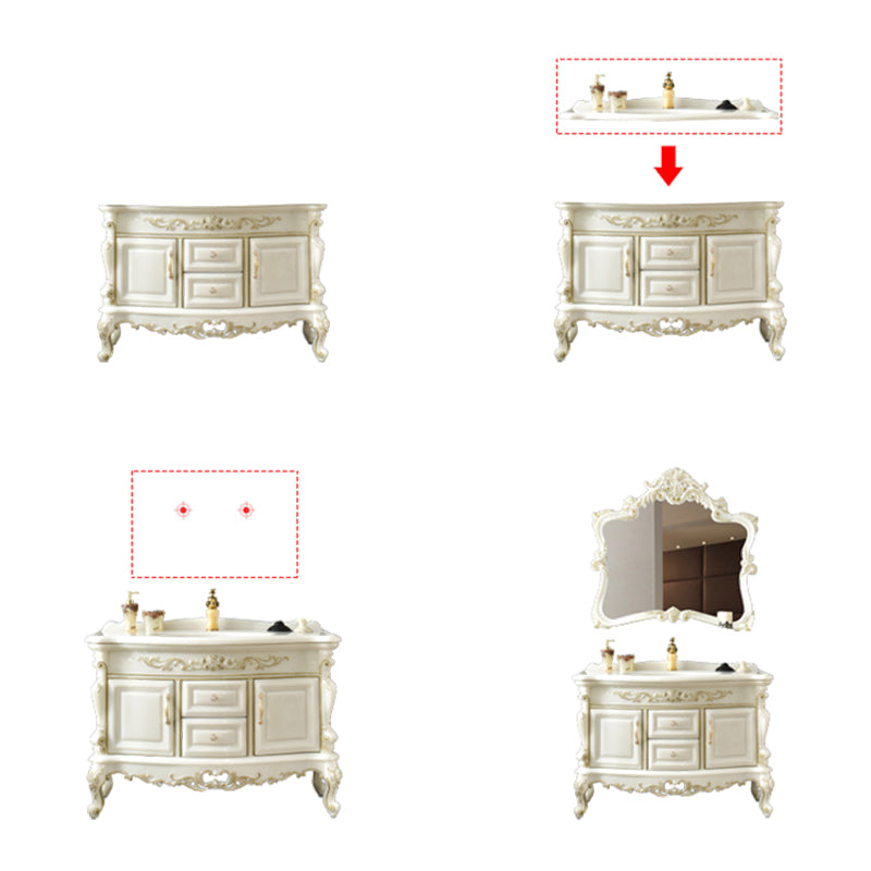 Luxury Bathroom Vanity Set Single Sink Drawers 2 Doors Bathroom Vanity with Mirror