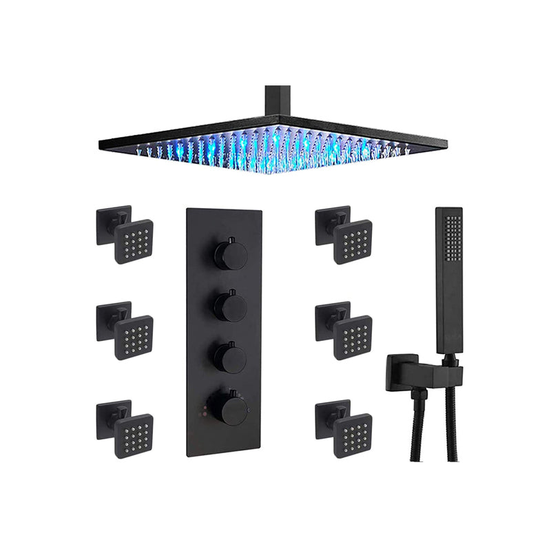 Shower System Ceiling Mounted Massage Jets Square Rain Shower Head Shower Trim
