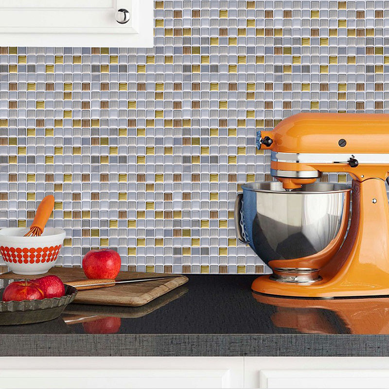 Peel and Stick Tile Mosaic Stain Resistant Square Peel and Stick Tile for Kitchen