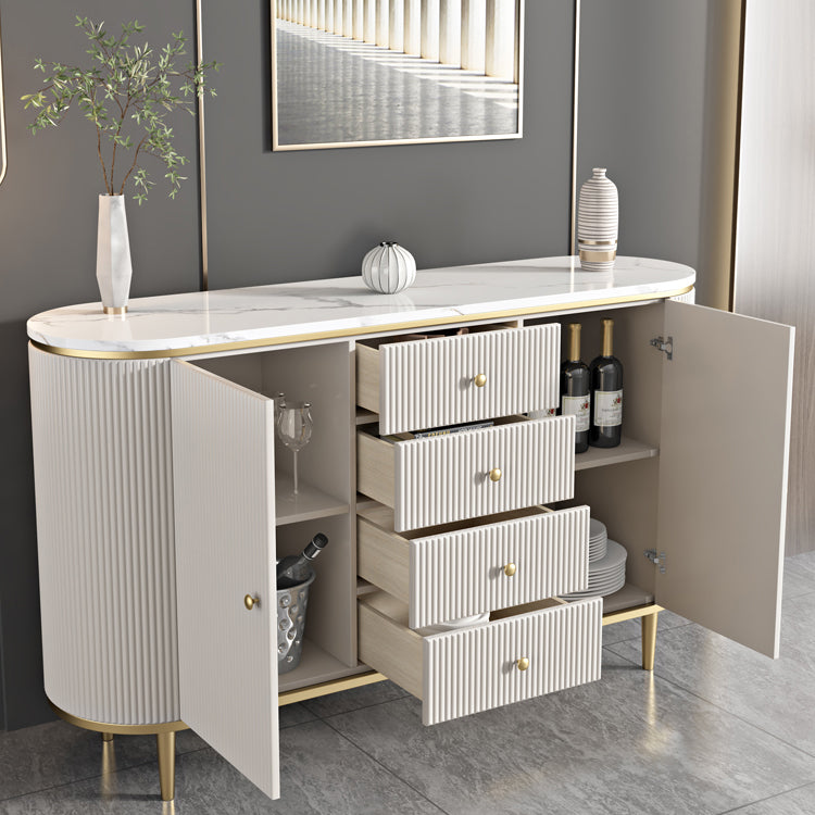White Sideboard Cabinet with Drawers Stone and Wood Sideboard Table