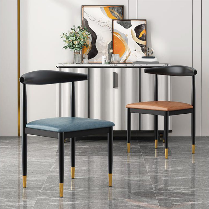 Kitchen Armless Dining Chair Dining Room Metal Legs Open Back Side Chair