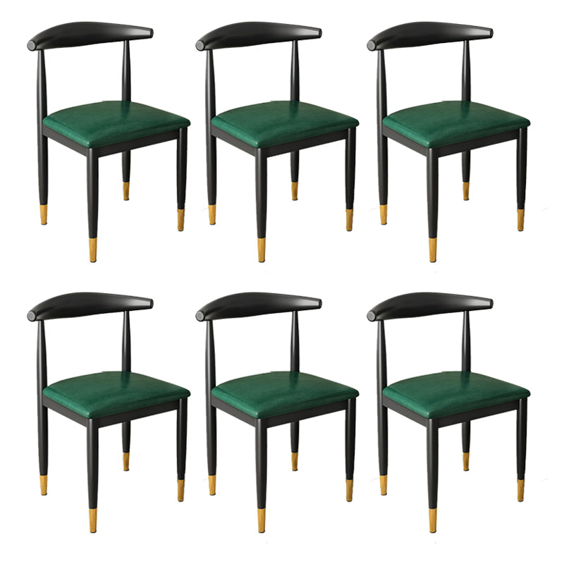 Kitchen Armless Dining Chair Dining Room Metal Legs Open Back Side Chair