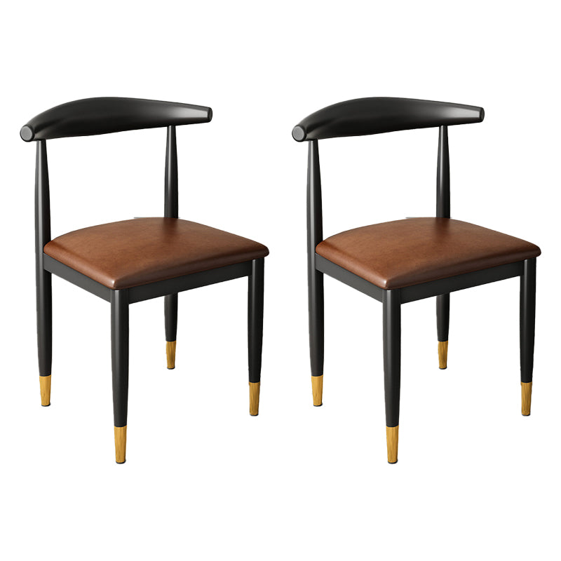 Kitchen Armless Dining Chair Dining Room Metal Legs Open Back Side Chair