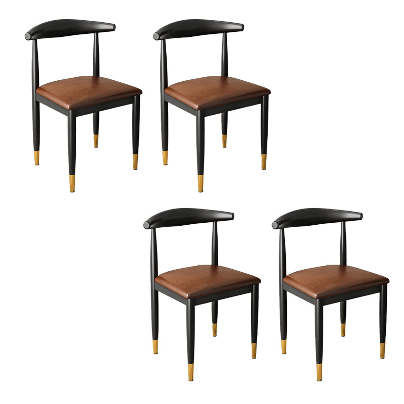 Kitchen Armless Dining Chair Dining Room Metal Legs Open Back Side Chair