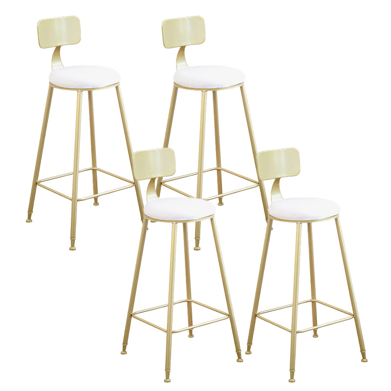 Glam Backrest Bar Stools Backrest Barstool with Gold Metal Legs