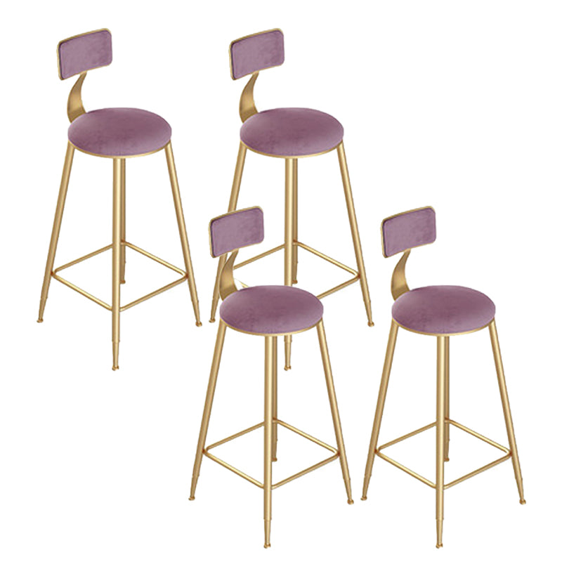 Contemporary Cushion Bar Stool Backrest Barstool with Gold Metal Legs
