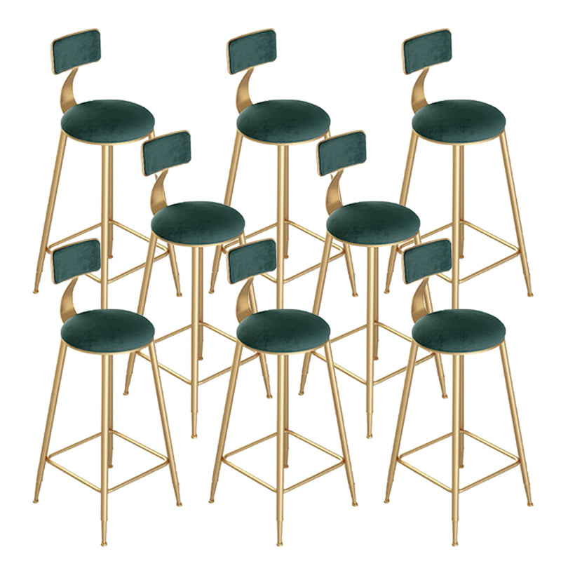 Contemporary Cushion Bar Stool Backrest Barstool with Gold Metal Legs