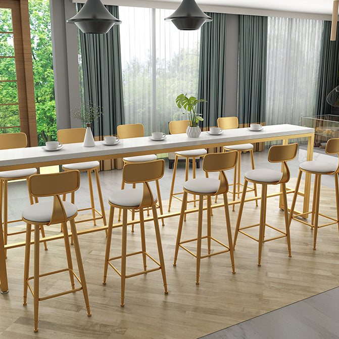 White Cushion Bar Stool Contemporary Barstool with Metal Legs