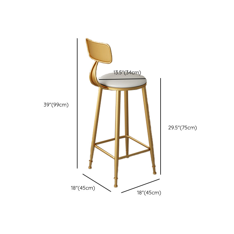 White Cushion Bar Stool Contemporary Barstool with Metal Legs