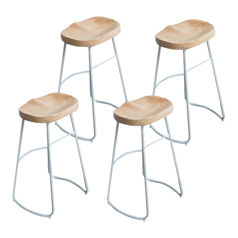 Contemporary Armless Bar Stools Wood Barstools with Footrest