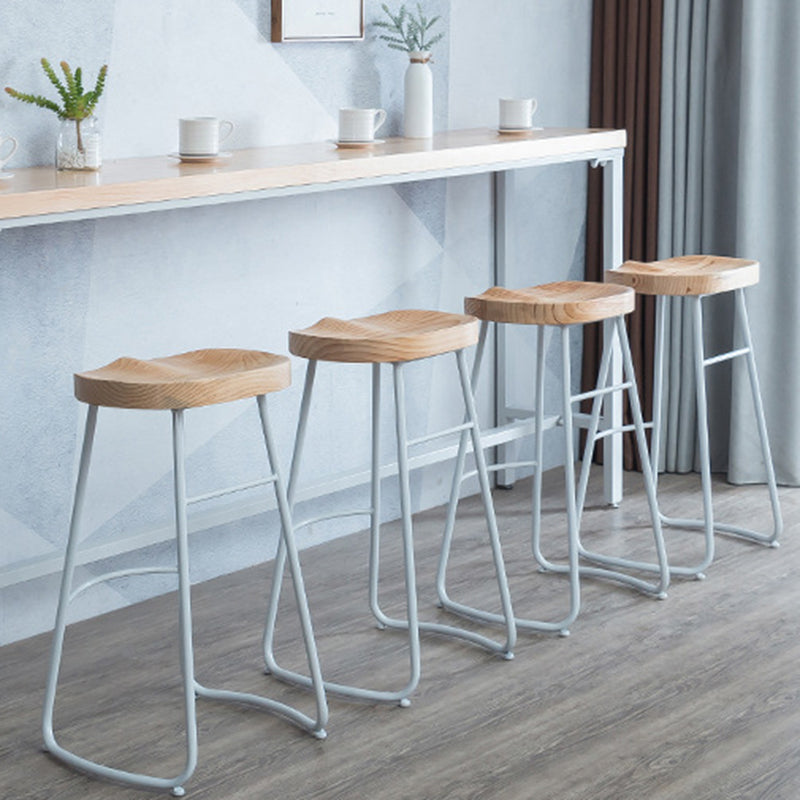 Contemporary Armless Bar Stools Wood Barstools with Footrest