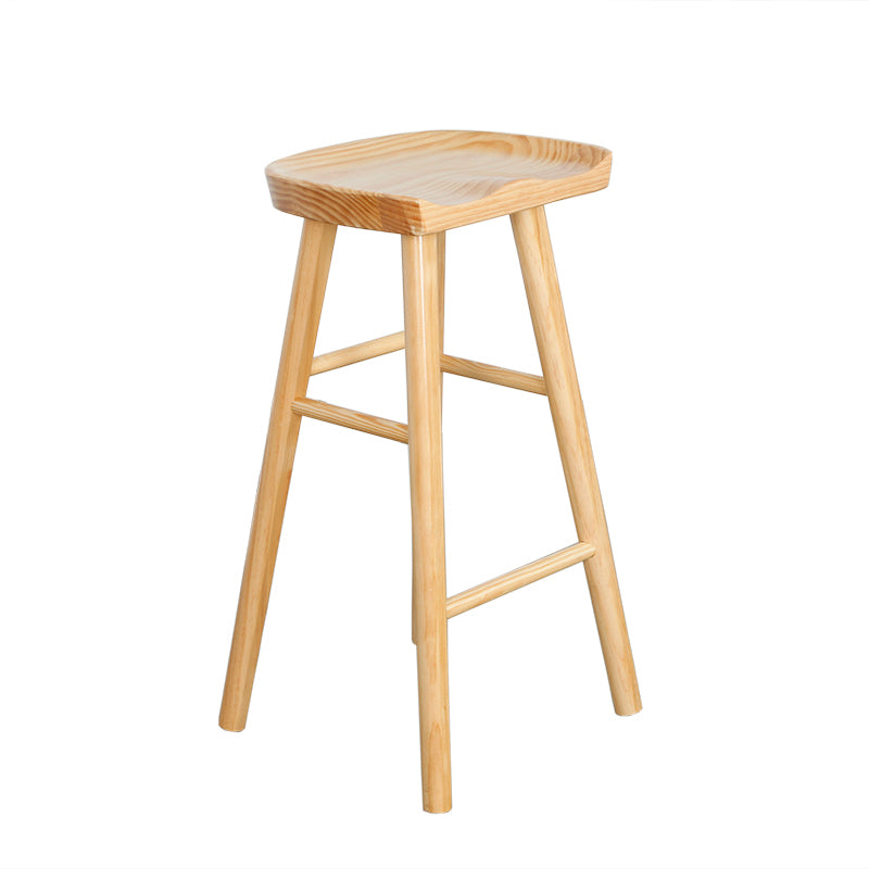 Industrial Solid Wood Bar Stool Backless Counter Stool for Living Room