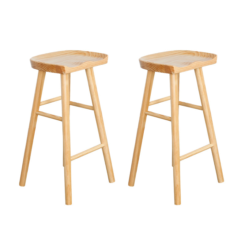 Industrial Solid Wood Bar Stool Backless Counter Stool for Living Room