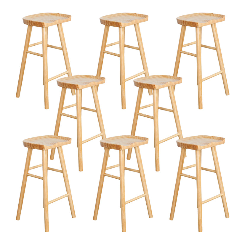 Industrial Solid Wood Bar Stool Backless Counter Stool for Living Room