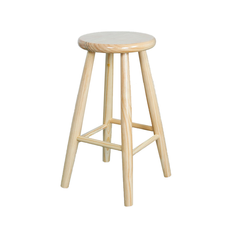Industrial Solid Wood Bar Stool Backless Counter Stool for Living Room
