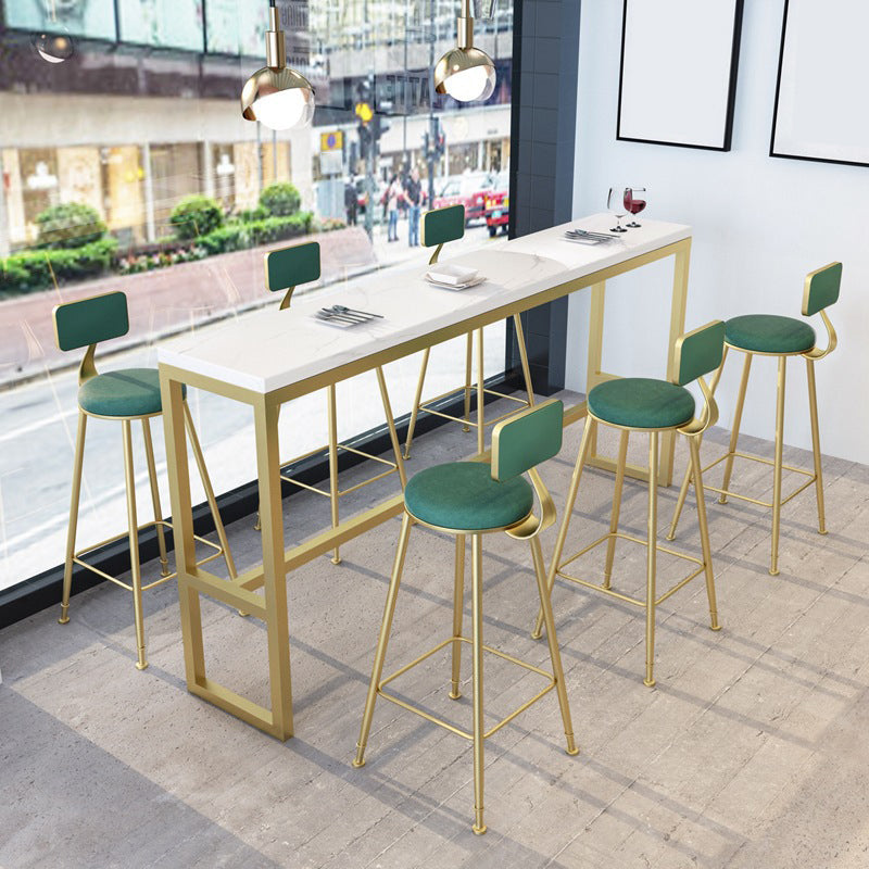 Glam Armless Bar Stool Metal Low Back Barstool with Gold Metal Legs