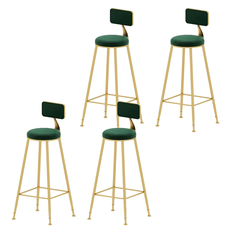 Glam Armless Bar Stool Metal Low Back Barstool with Gold Metal Legs