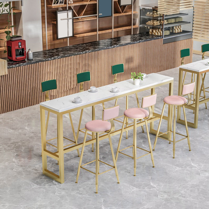 Glam Armless Bar Stool Metal Low Back Barstool with Gold Metal Legs