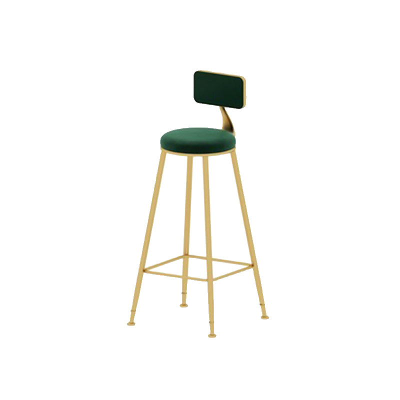 Glam Armless Bar Stool Metal Low Back Barstool with Gold Metal Legs
