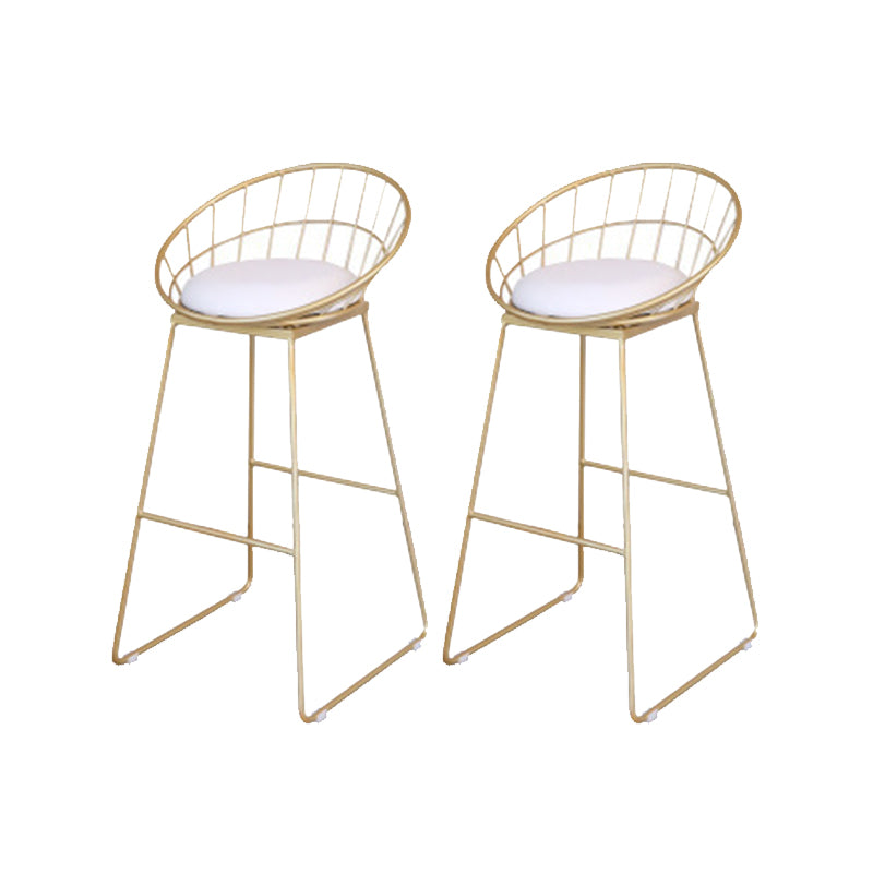 Glam Armless Bar Stool Metal Low Back Barstool with Gold Metal Legs