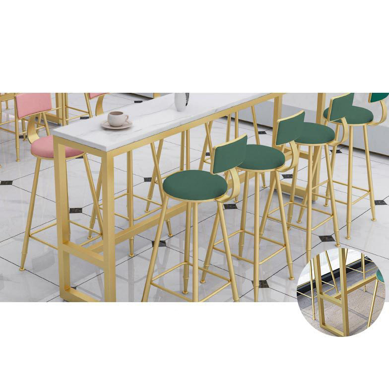 Glam Armless Bar Stool Metal Low Back Barstool with Gold Metal Legs