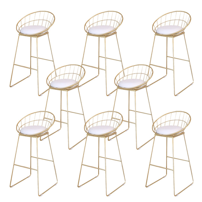 Glam Armless Bar Stool Metal Low Back Barstool with Gold Metal Legs