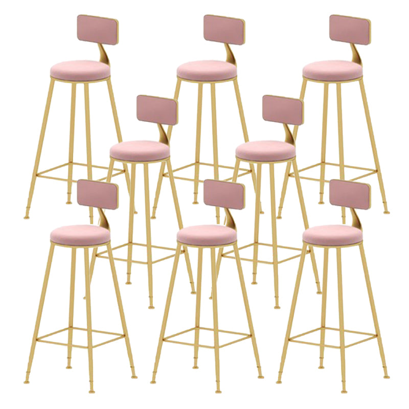 Glam Armless Bar Stool Metal Low Back Barstool with Gold Metal Legs
