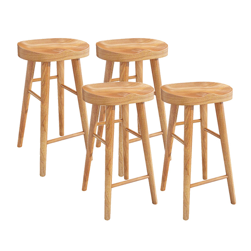Contemporary Dining Stool Solid Wood Bar Stool with Footrest