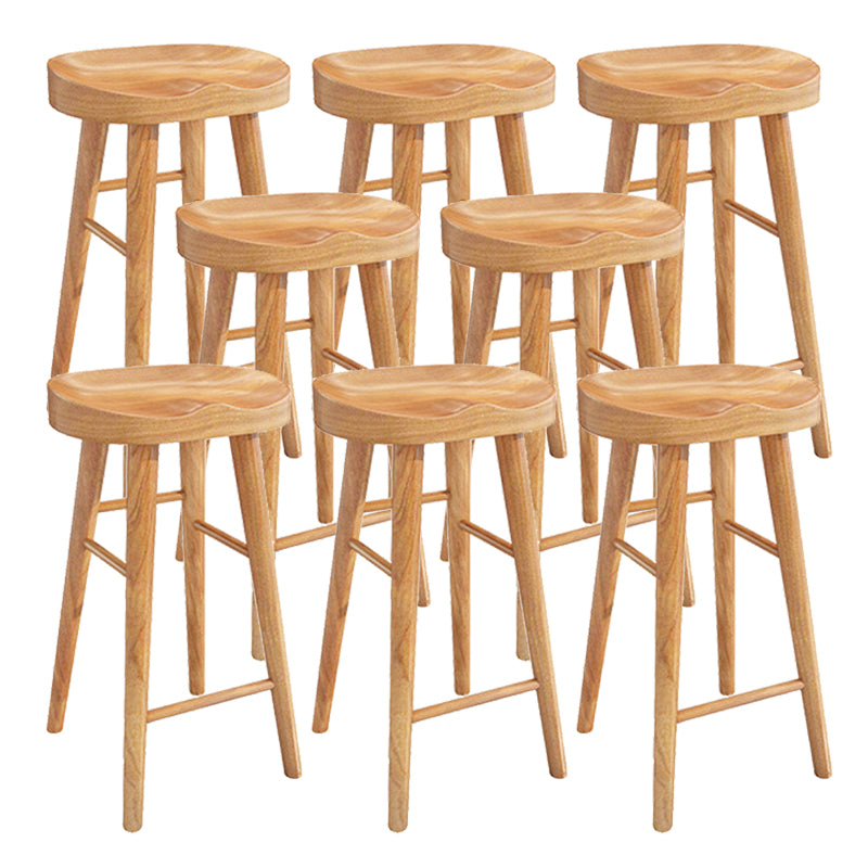 Contemporary Dining Stool Solid Wood Bar Stool with Footrest