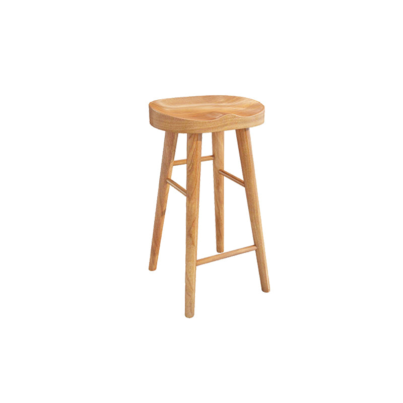 Contemporary Dining Stool Solid Wood Bar Stool with Footrest