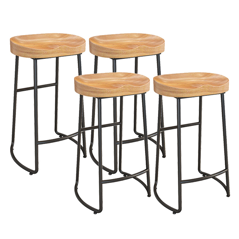 Contemporary Dining Stool Solid Wood Bar Stool with Footrest