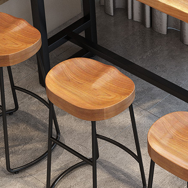 Contemporary Dining Stool Solid Wood Bar Stool with Footrest