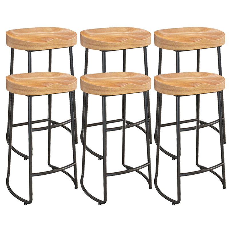 Contemporary Dining Stool Solid Wood Bar Stool with Footrest
