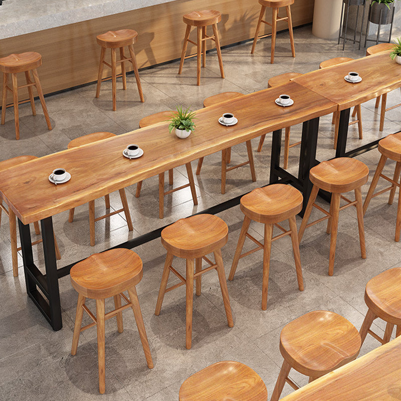 Contemporary Dining Stool Solid Wood Bar Stool with Footrest