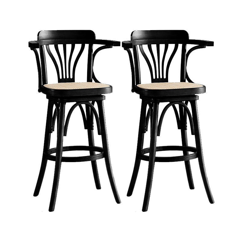 Wood Low Back Bar Height Stool Modern Swivel Armed Bar Stool
