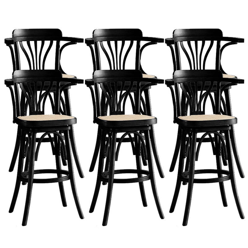Wood Low Back Bar Height Stool Modern Swivel Armed Bar Stool