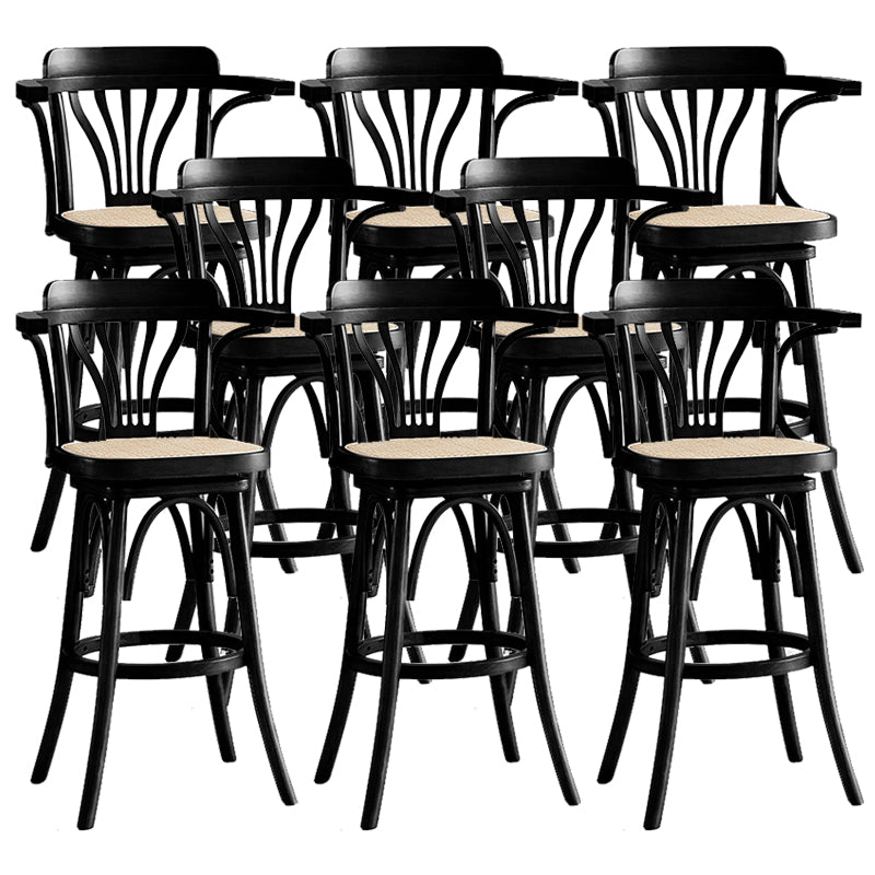 Wood Low Back Bar Height Stool Modern Swivel Armed Bar Stool