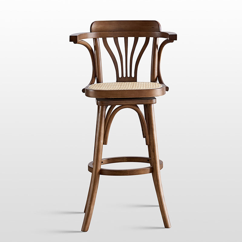 Wood Low Back Bar Height Stool Modern Swivel Armed Bar Stool