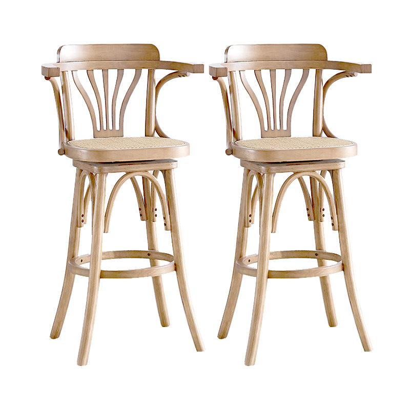 Wood Low Back Bar Height Stool Modern Swivel Armed Bar Stool