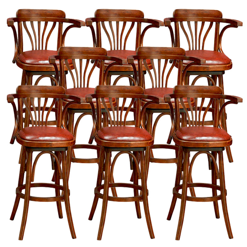 Wood Low Back Bar Height Stool Modern Swivel Armed Bar Stool