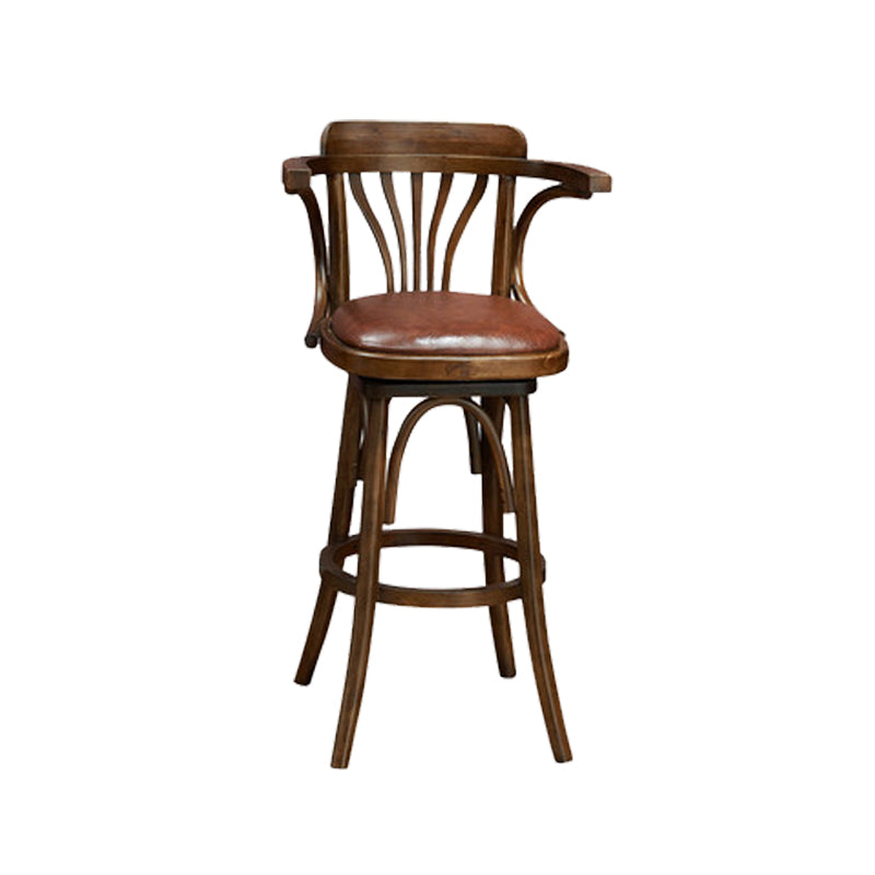 Wood Low Back Bar Height Stool Modern Swivel Armed Bar Stool