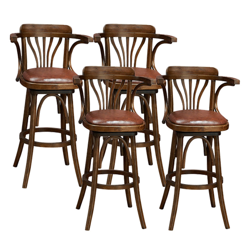 Wood Low Back Bar Height Stool Modern Swivel Armed Bar Stool