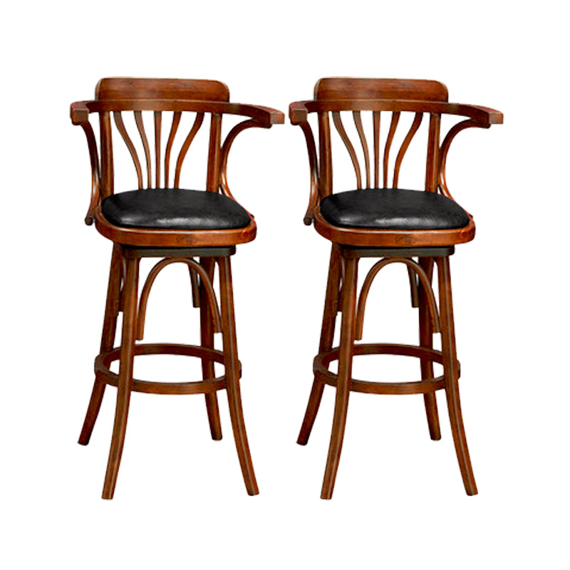 Wood Low Back Bar Height Stool Modern Swivel Armed Bar Stool