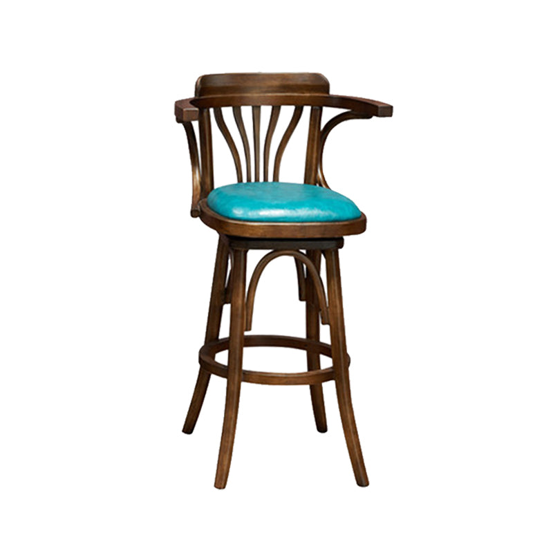 Wood Low Back Bar Height Stool Modern Swivel Armed Bar Stool