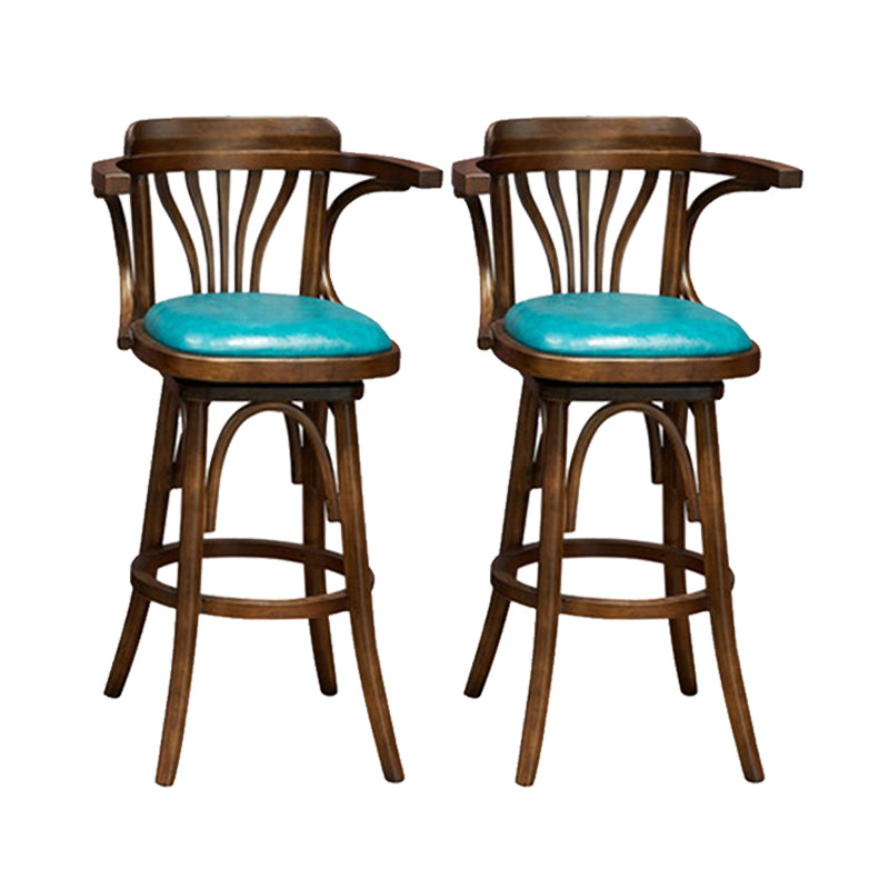Wood Low Back Bar Height Stool Modern Swivel Armed Bar Stool